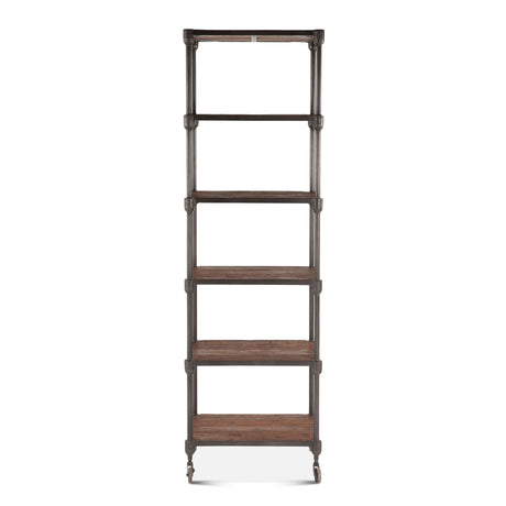 Industrial Teak 80" Wheeled Bookshelf in Natural Reclaimed Wood from Home Trends & Design - Luna Furniture