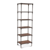 Industrial Teak 80" Wheeled Bookshelf in Natural Reclaimed Wood from Home Trends & Design - Luna Furniture