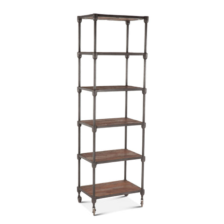 Industrial Teak 80" Wheeled Bookshelf in Natural Reclaimed Wood from Home Trends & Design - Luna Furniture