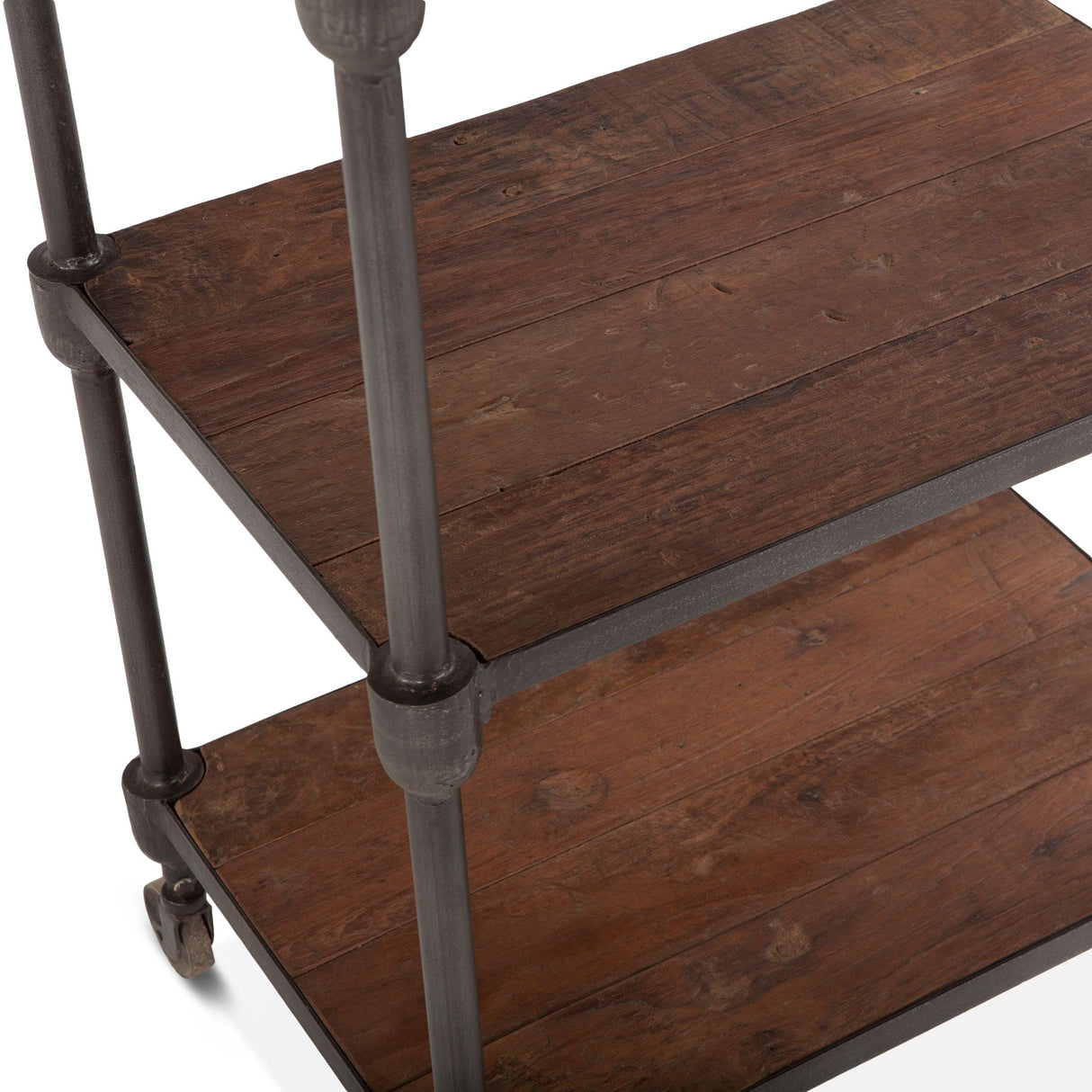 Industrial Teak 80" Wheeled Bookshelf in Natural Reclaimed Wood from Home Trends & Design - Luna Furniture