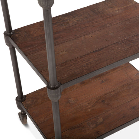 Industrial Teak 80" Wheeled Bookshelf in Natural Reclaimed Wood from Home Trends & Design - Luna Furniture