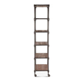 Industrial Teak 80" Wheeled Bookshelf in Natural Reclaimed Wood from Home Trends & Design - Luna Furniture