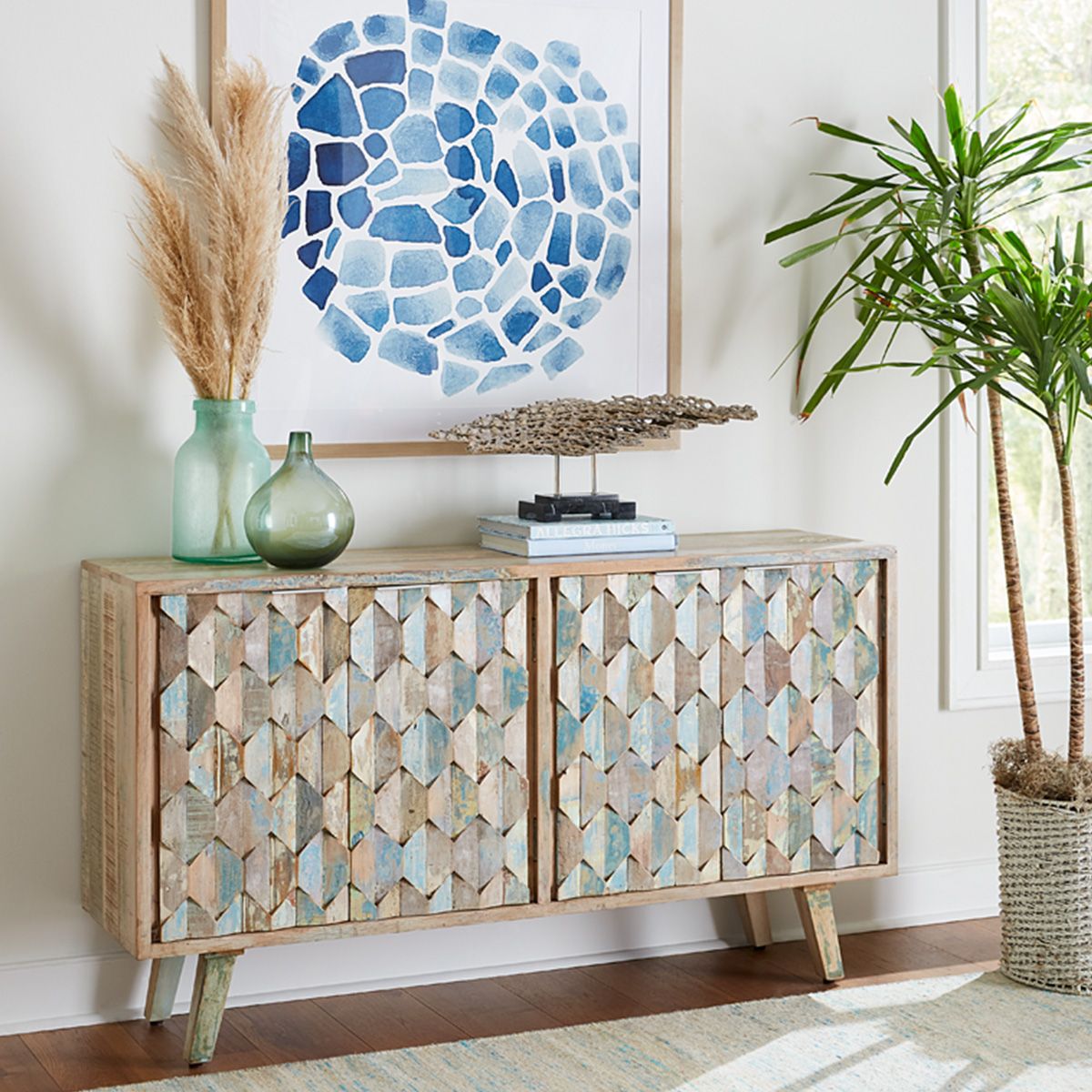 Ibiza 61" Sideboard in Vintage Teal Reclaimed Wood from Home Trends & Design - Luna Furniture