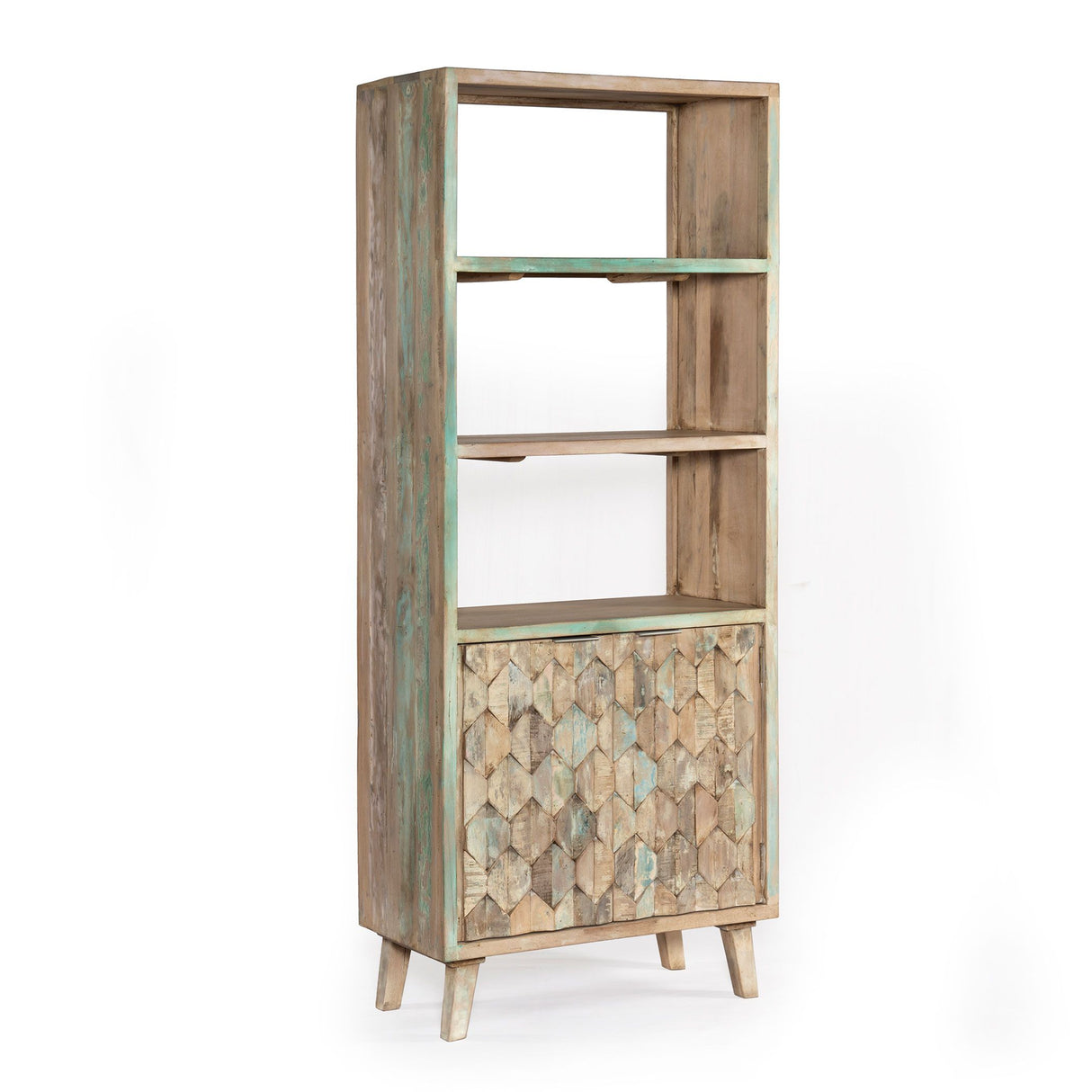 Ibiza 31" Bookshelf in Vintage Teal Reclaimed Wood from Home Trends & Design - Luna Furniture