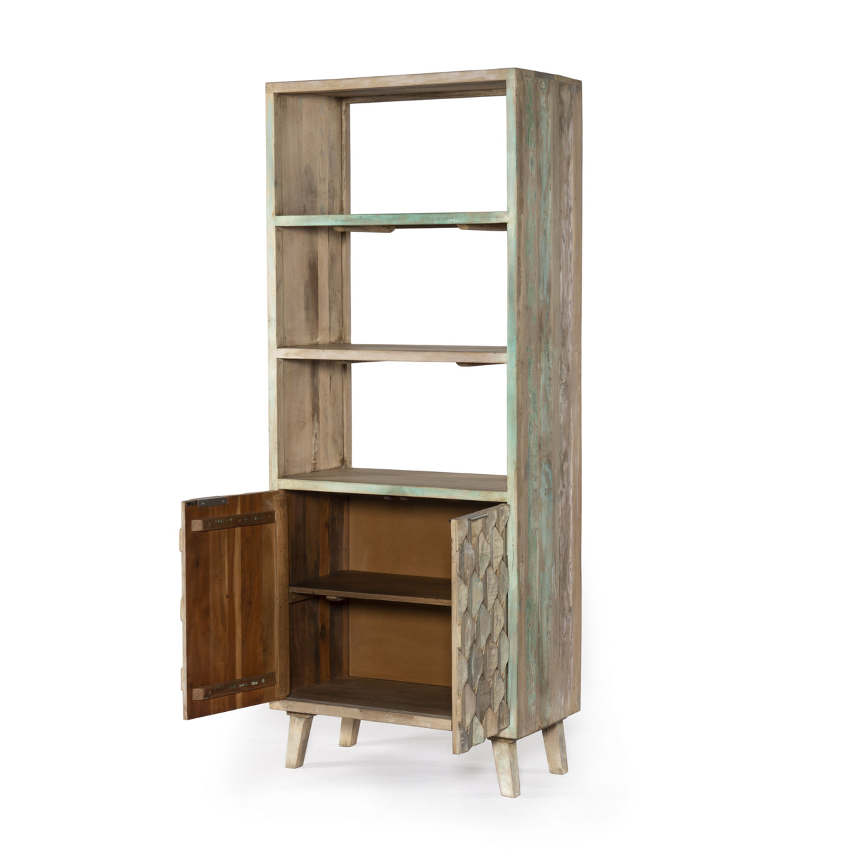 Ibiza 31" Bookshelf in Vintage Teal Reclaimed Wood from Home Trends & Design - Luna Furniture