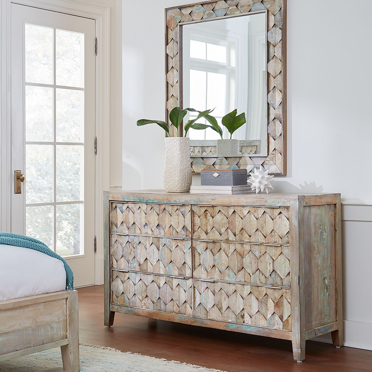 Ibiza 57" Dresser in Vintage Teal Reclaimed Wood from Home Trends & Design - Luna Furniture