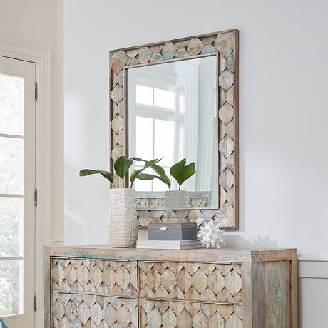 Ibiza 37" Mirror in Vintage Teal Reclaimed Wood from Home Trends & Design - Luna Furniture