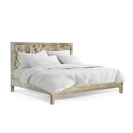 Ibiza King Bed in Vintage Teal Reclaimed Wood from Home Trends & Design - Luna Furniture
