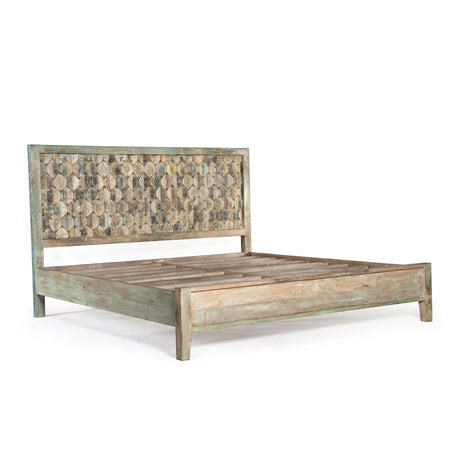 Ibiza Queen Bed in Vintage Teal Reclaimed Wood from Home Trends & Design - Luna Furniture