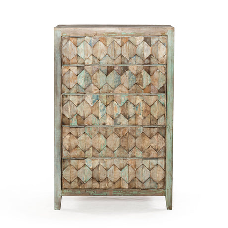 Ibiza 32" Tall Chest in Vintage Teal Reclaimed Wood from Home Trends & Design - Luna Furniture