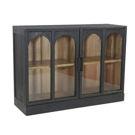 Kingston 48" Two Door Glass Cabinet in Black with Natural Interior from Home Trends & Design - Luna Furniture