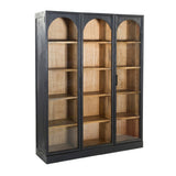 Kingston 61" Glass Cabinet Shelves in Black with Natural Interior from Home Trends & Design - Luna Furniture