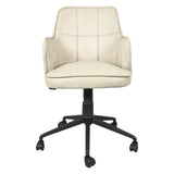 Kent Swivel Desk Chair in Antique Ivory Leather from Home Trends & Design - Luna Furniture
