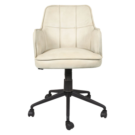 Kent Swivel Desk Chair in Antique Ivory Leather from Home Trends & Design - Luna Furniture