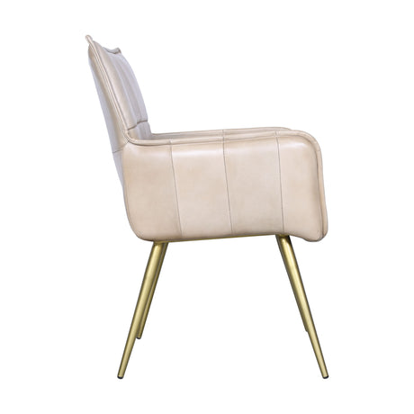 Kent Surrey 23" Armchair in Antique Ivory Leather and Gold Legs from Home Trends & Design - Luna Furniture