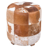 Leeds 16" Pouf in Brown Hair on Hide from Home Trends & Design - Luna Furniture