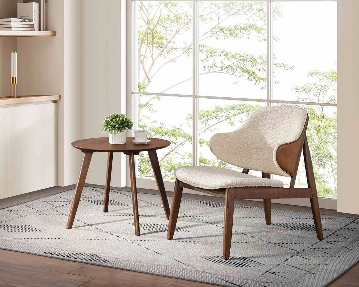 Spiez Walnut/Beige Accent Chair from Furniture of America - Luna Furniture