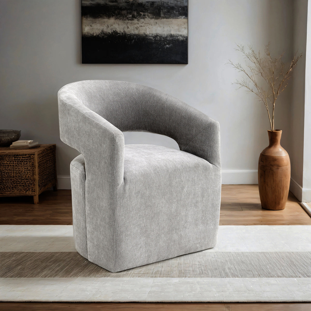 Tresa Light Gray Arm Chair with Casters from Furniture of America - Luna Furniture