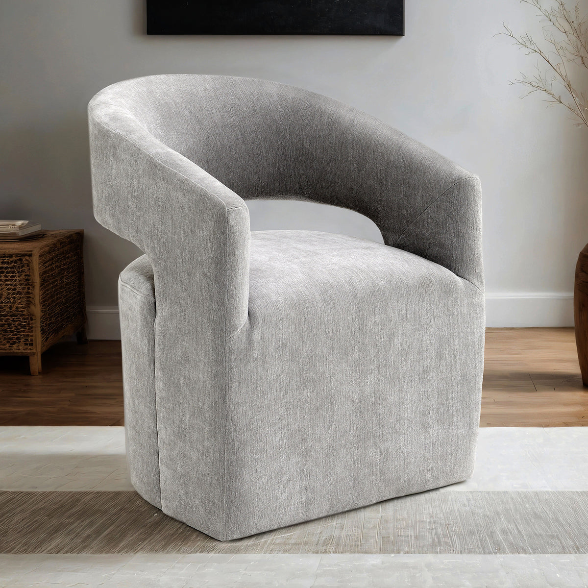 Tresa Light Gray Arm Chair with Casters from Furniture of America - Luna Furniture