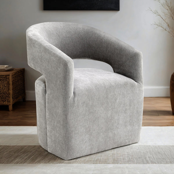 Tresa Light Gray Arm Chair with Casters