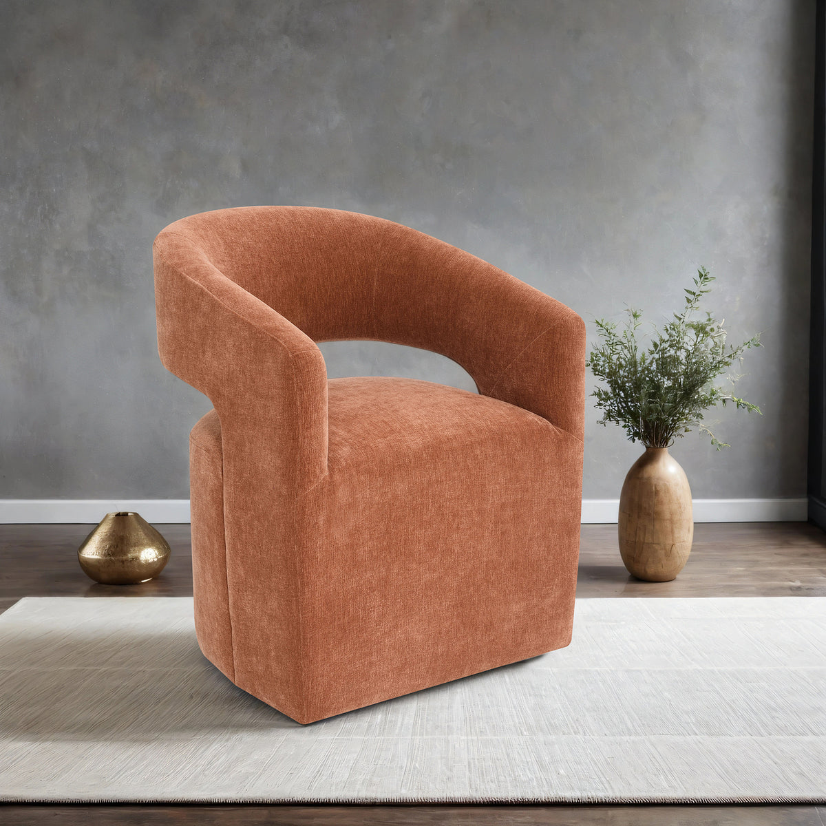 Tresa Rustic Orange Arm Chair with Casters from Furniture of America - Luna Furniture