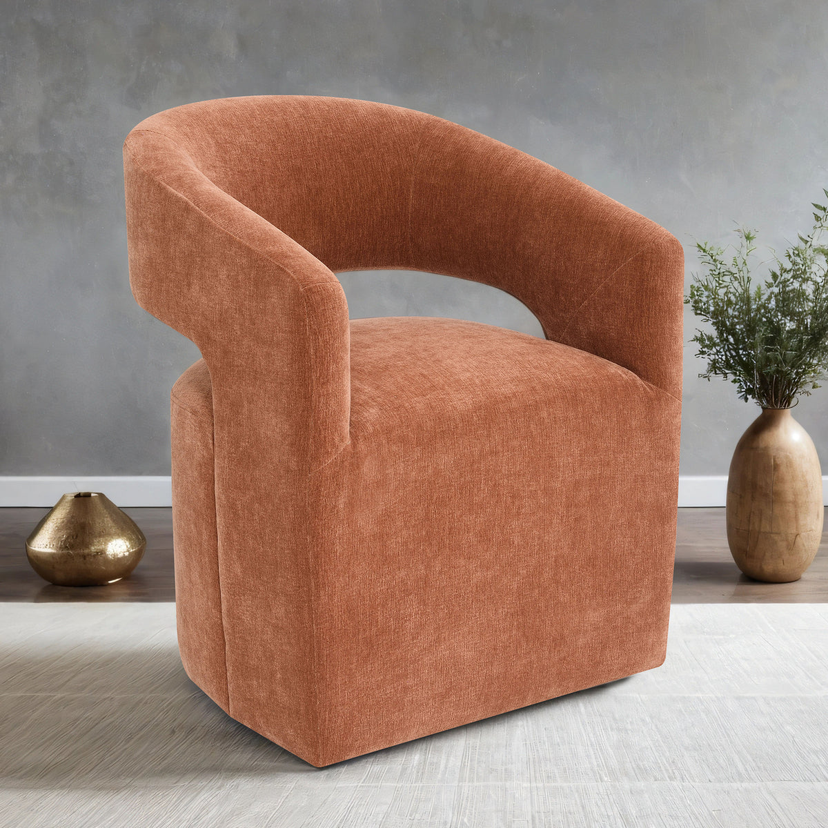 Tresa Rustic Orange Arm Chair with Casters from Furniture of America - Luna Furniture