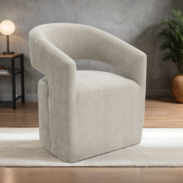 Tresa Taupe Arm Chair with Casters