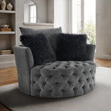Sofi Dark Gray Button Tufted Swivel Chair from Furniture of America - Luna Furniture