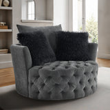 Sofi Dark Gray Button Tufted Swivel Chair from Furniture of America - Luna Furniture