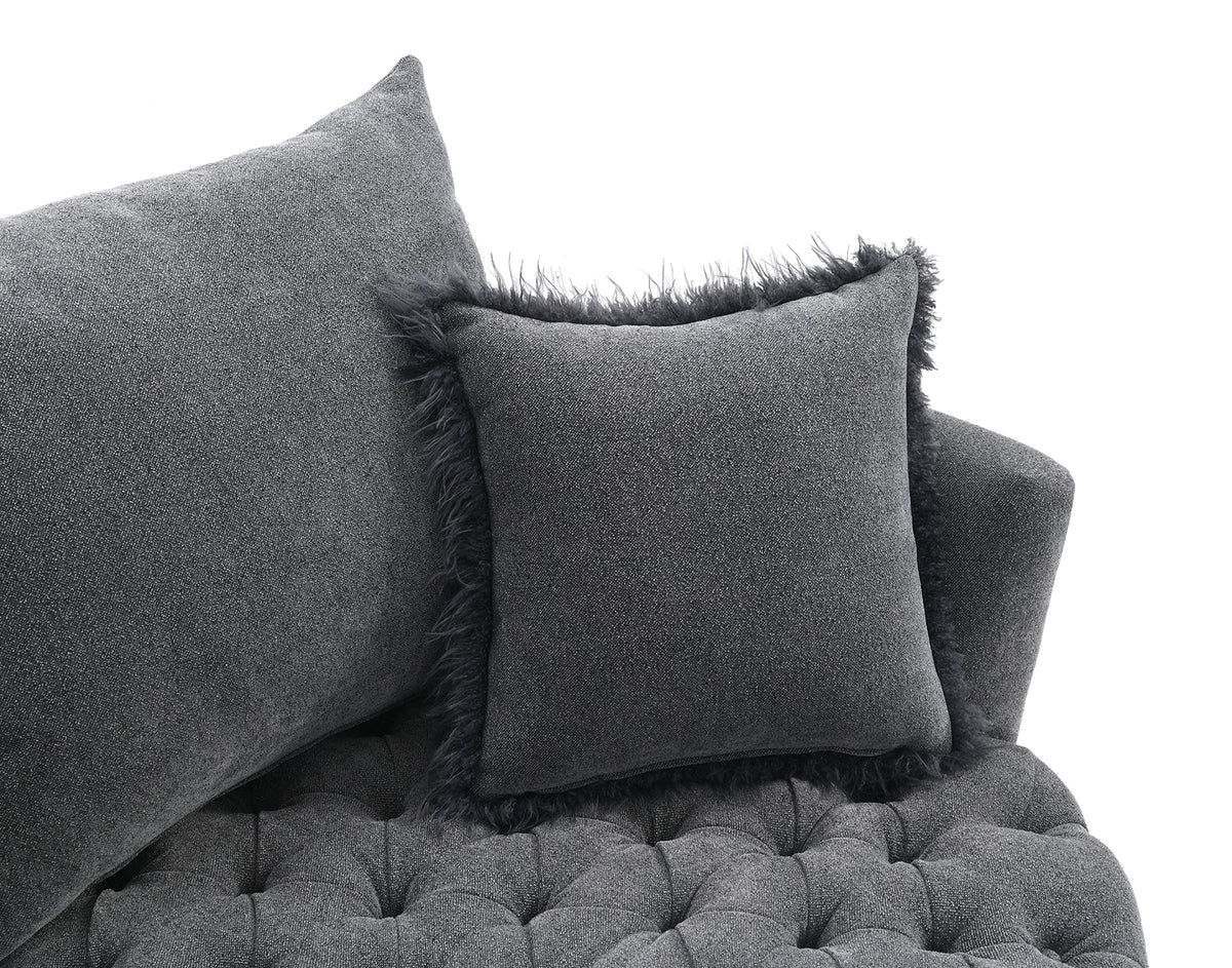 Sofi Dark Gray Button Tufted Swivel Chair from Furniture of America - Luna Furniture