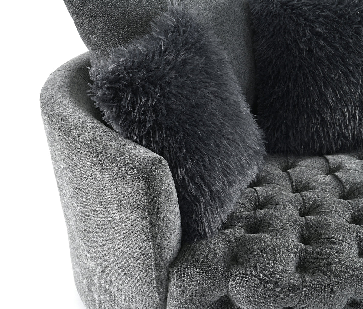 Sofi Dark Gray Button Tufted Swivel Chair from Furniture of America - Luna Furniture