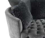 Sofi Dark Gray Button Tufted Swivel Chair from Furniture of America - Luna Furniture