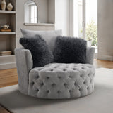 Sofi Light Gray Button Tufted Swivel Chair from Furniture of America - Luna Furniture
