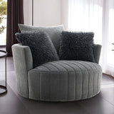 Hoople Dark Gray Channel Tufted Swivel Chair from Furniture of America - Luna Furniture