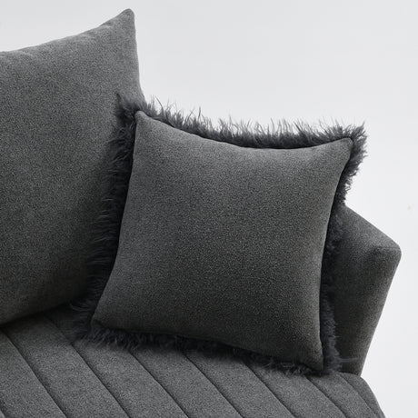 Hoople Dark Gray Channel Tufted Swivel Chair from Furniture of America - Luna Furniture