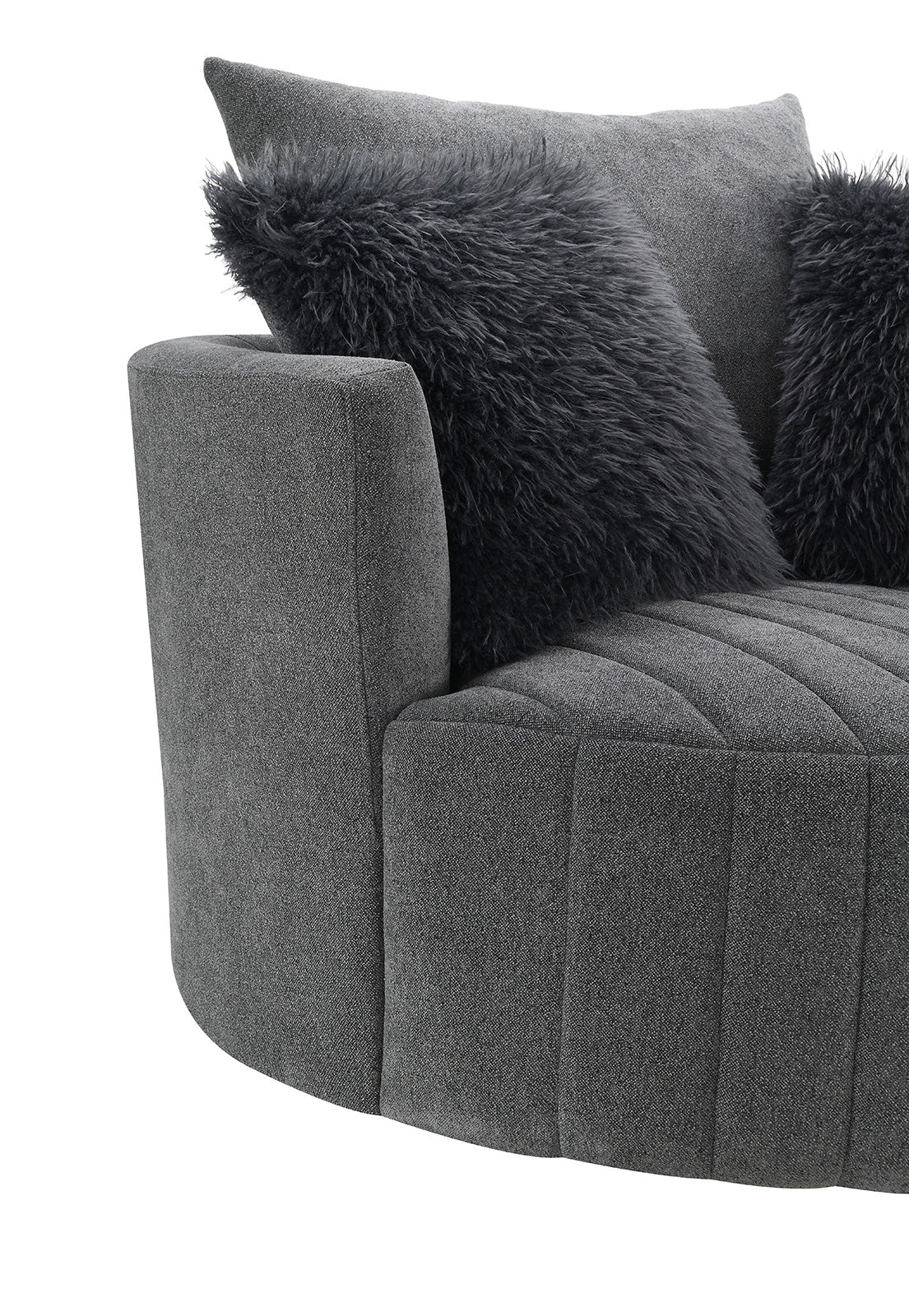 Hoople Dark Gray Channel Tufted Swivel Chair from Furniture of America - Luna Furniture