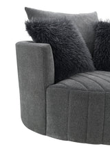 Hoople Dark Gray Channel Tufted Swivel Chair from Furniture of America - Luna Furniture