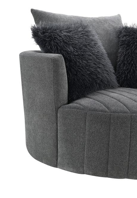 Hoople Dark Gray Channel Tufted Swivel Chair from Furniture of America - Luna Furniture