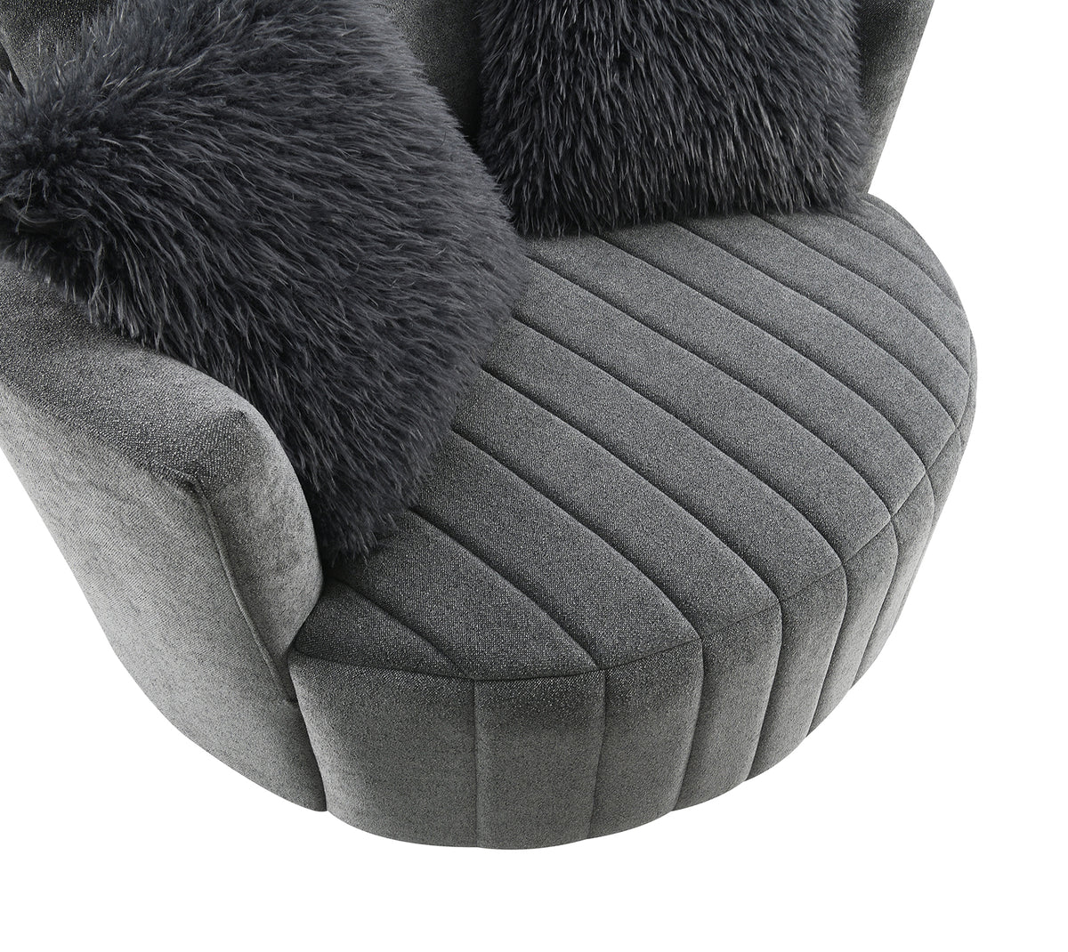 Hoople Dark Gray Channel Tufted Swivel Chair from Furniture of America - Luna Furniture