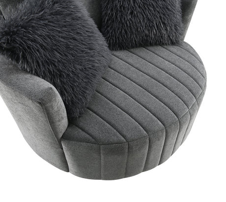 Hoople Dark Gray Channel Tufted Swivel Chair from Furniture of America - Luna Furniture