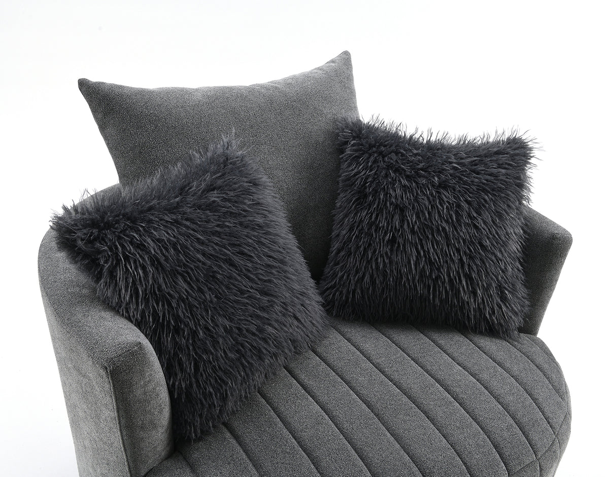 Hoople Dark Gray Channel Tufted Swivel Chair from Furniture of America - Luna Furniture