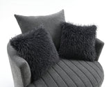 Hoople Dark Gray Channel Tufted Swivel Chair from Furniture of America - Luna Furniture