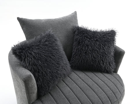 Hoople Dark Gray Channel Tufted Swivel Chair from Furniture of America - Luna Furniture