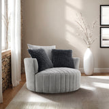 Hoople Light Gray Channel Tufted Swivel Chair from Furniture of America - Luna Furniture