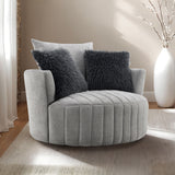 Hoople Light Gray Channel Tufted Swivel Chair from Furniture of America - Luna Furniture