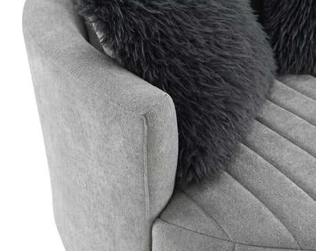 Hoople Light Gray Channel Tufted Swivel Chair from Furniture of America - Luna Furniture