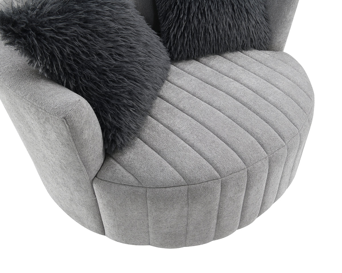 Hoople Light Gray Channel Tufted Swivel Chair from Furniture of America - Luna Furniture