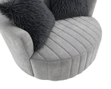 Hoople Light Gray Channel Tufted Swivel Chair from Furniture of America - Luna Furniture