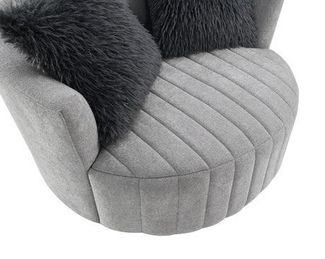Hoople Light Gray Channel Tufted Swivel Chair from Furniture of America - Luna Furniture