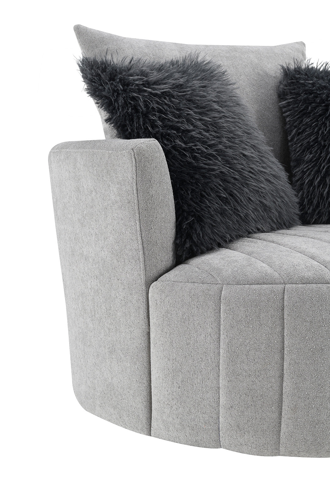 Hoople Light Gray Channel Tufted Swivel Chair from Furniture of America - Luna Furniture